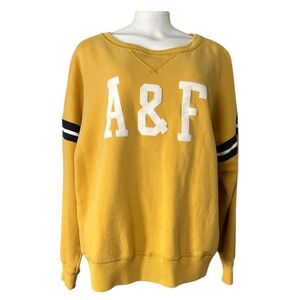 Abercrombie Varsity Dijon Yellow Crewneck Sweatshirt Unisex L Oversized